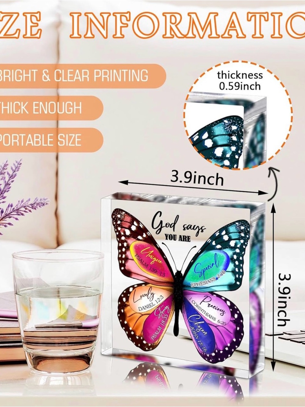 New Butterfly Acrylic “GOD SAYS YOU ARE” Multicolored Decor Display - Picture 4 of 4